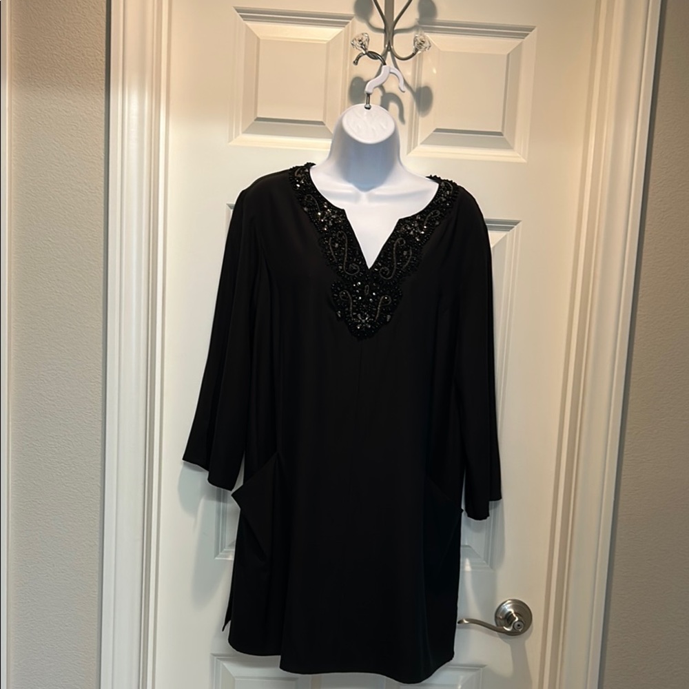 Lafayette 148 Elegant Black Beaded Women's Mini